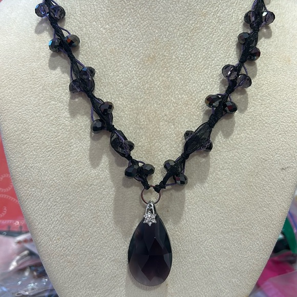 Elegant Jet Black Crystal Formal Necklace-Adjustable-Boutique - Picture 1 of 6